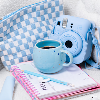 New Party Set 2 Espresso Mug + 2 Mini Tray - Blue - Egg Back Home